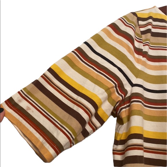 4/$20!!! Women’s Liz Claiborne Fall Colors Striped Top - Picture 2 of 12
